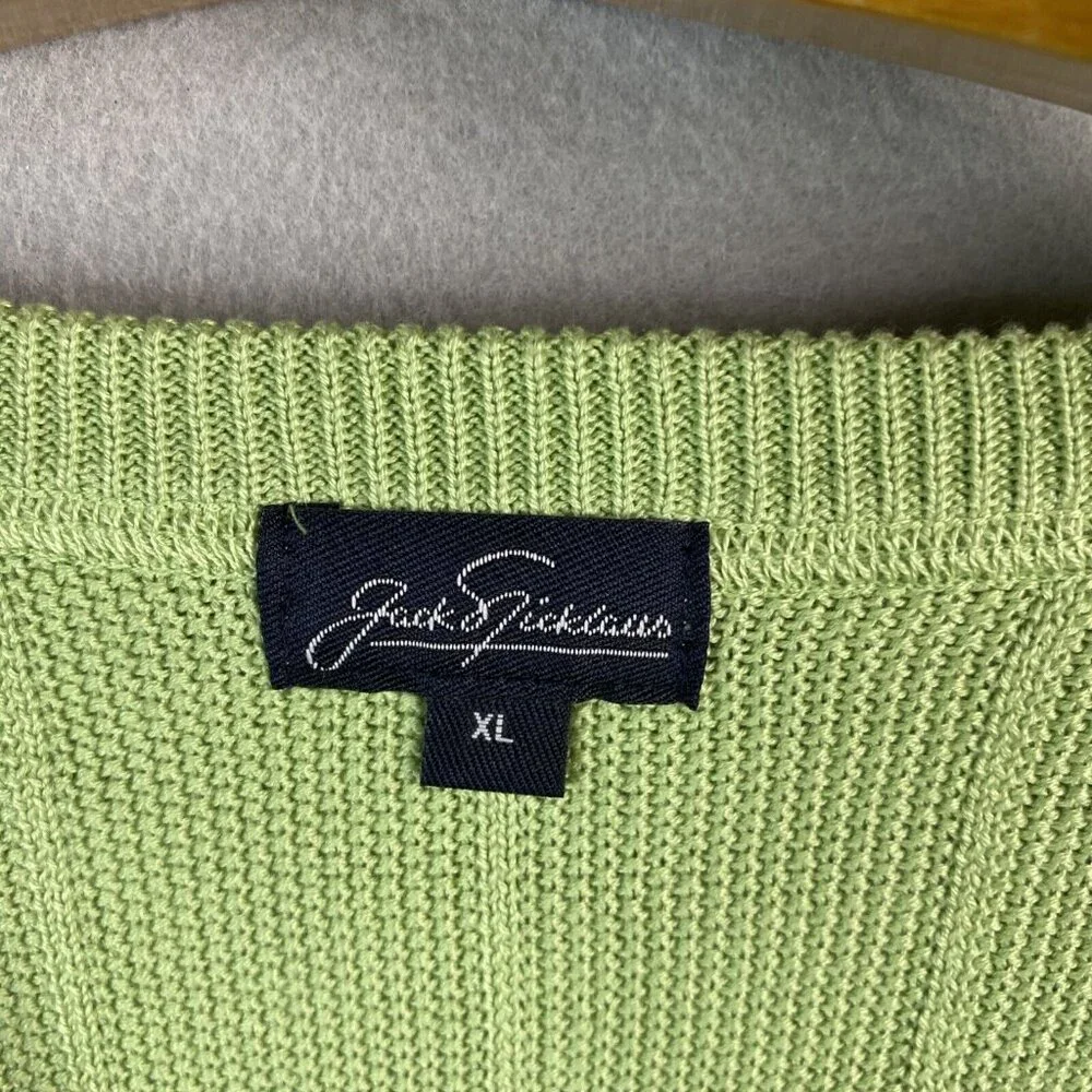 Jack Nicklaus Vest Men’s XL Lime Green 70% Silk, 30% Cotton Knit Golf Athleisure - Picture 3 of 10